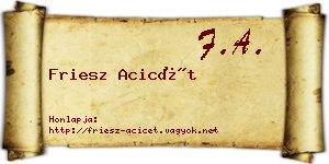 Friesz Acicét névjegykártya